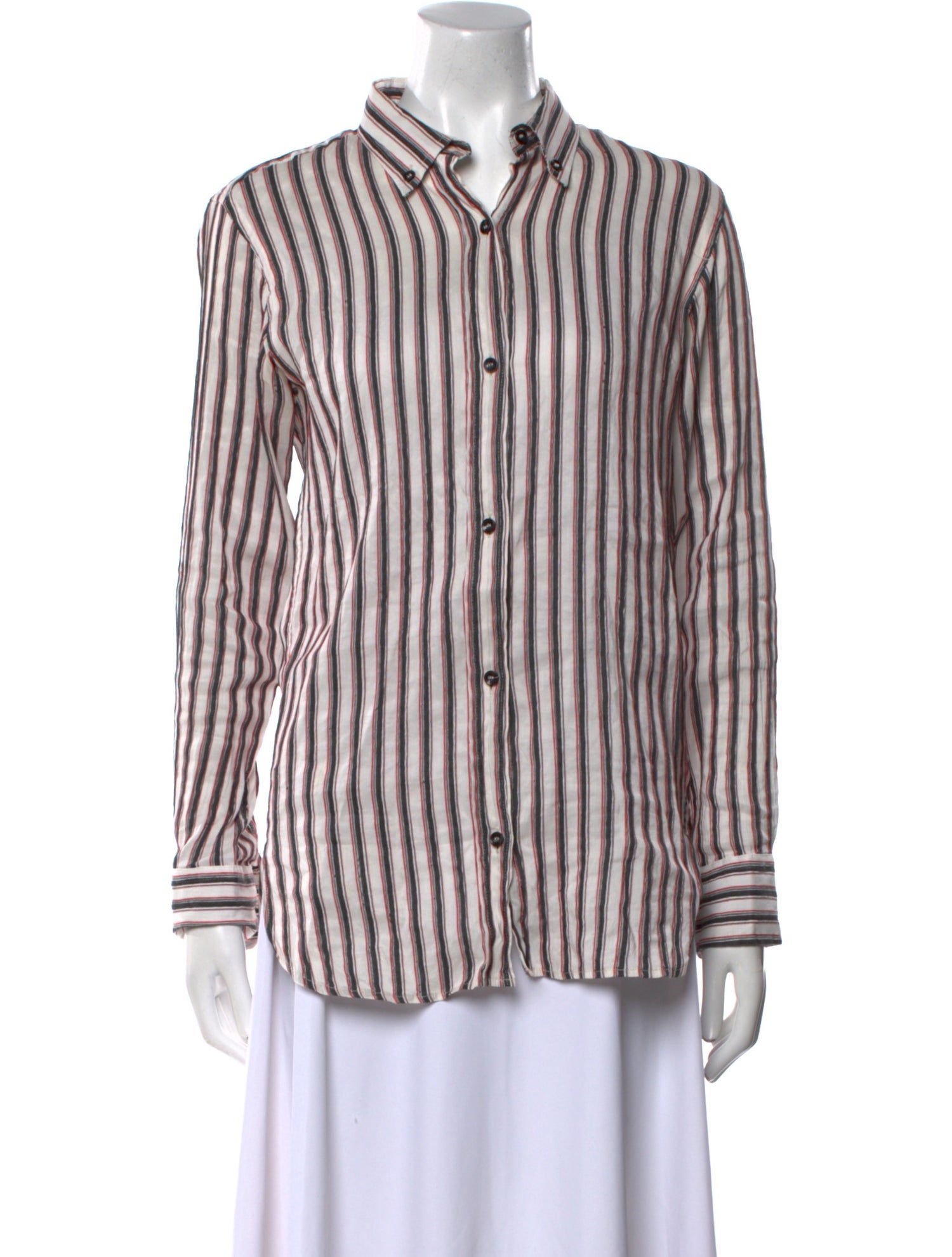 Isabel Marant Striped Long Sleeve Button-Up Top